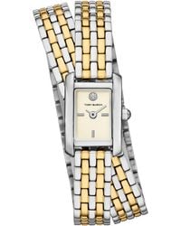 Tory Burch - The Eleanor Two-tone Stainless Steel Double Wrap Bracelet Watch 20mm - Lyst