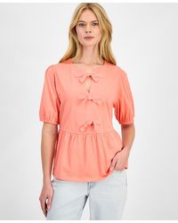 Nautica - Solid Bow Peplum Top - Lyst