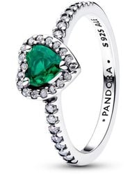 PANDORA - Elevated Princess Blue Heart Ring - Lyst