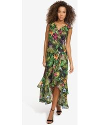 Kensie - Floral-print Chiffon Ruffled Maxi Dress - Lyst