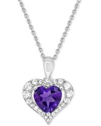 Macy's - Lab Grown Ruby 1-7/8 Ct. T.w. Lab-created White Sapphire 5/8 Ct. T.w. Heart Pendant - Lyst