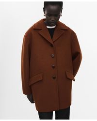 Mango - Buttons Wool Blend Coat - Lyst