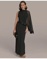 Donna Karan - Chiffon-cape-overlay Gown - Lyst
