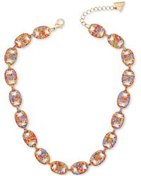Guess - Tone Rainbow Rhinestone Large Link Collar Necklace - Lyst