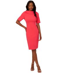 Adrianna Papell - Roll-neck V-back Sheath Dress - Lyst