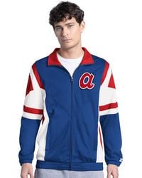 Starter - Royal/red Atlanta Braves Contender Tricot Full-zip Track Jacket - Lyst