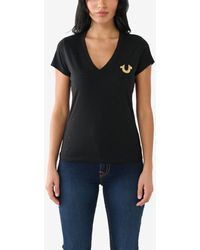 True Religion - Short Sleeve Horseshoe Slim V-neck T-shirt - Lyst