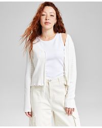 And Now This - Tie-front Pointelle Cardigan - Lyst
