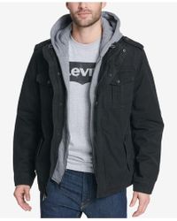 levi's men's wool blend military jacket with hood