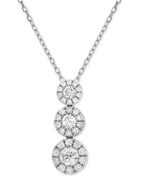 Macy's - Diamond Triple Cluster Adjustable Pendant Necklace (1/2 Ct. T.w. - Lyst