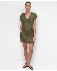 DKNY - Mesh Drawstring Tunic Swim Cover-up - Lyst