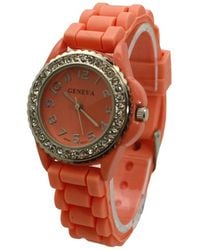Olivia Pratt - Every Day Thin Band Silicone And Rhinestones Colorful Watch - Lyst