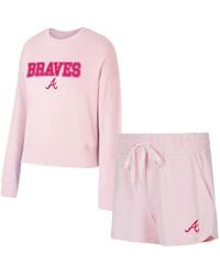 Concepts Sport - 2-piece Atlanta Braves Elevation Tri-blend Long Sleeve Top And Shorts Set - Lyst