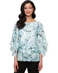 Alex Evenings - Printed Layered 3/4-sleeve Blouse - Lyst
