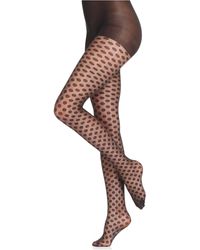 Hue Sheer Dot Control Top Pantyhose Sheers - Black
