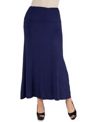 24seven Comfort Apparel - Elastic Waist Solid Color Maxi Skirt - Lyst