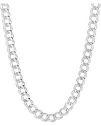 Italian Silver - Solid Curb Chain Necklace - Lyst