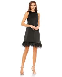 Mac Duggal - Feathered Hem High Neck Sleeveless A Line Dress - Lyst