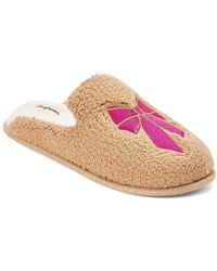Dearfoams - Pink Bow Teddy Scuff Slipper - Lyst