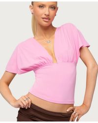 Edikted - Flutter Plunging V Neck Top - Lyst