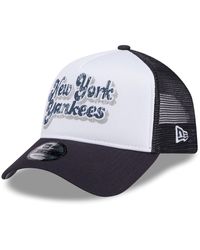 KTZ - White/navy New York Yankees Throwback Team Foam Front A-frame Trucker 9forty Adjustable Hat - Lyst