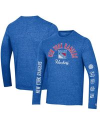 Champion - Distressed New York Rangers Multi-logo Tri-blend Long Sleeve T-shirt - Lyst