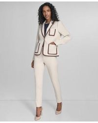 Tommy Hilfiger - Contrast Trim One Button Blazer Short Sleeve Crewneck Pocket T Shirt Mid Rise Slim Fit Ankle Pants - Lyst