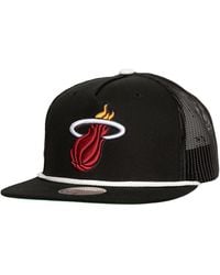 Mitchell & Ness - Miami Heat Roper Meshback Trucker Snapback Hat - Lyst