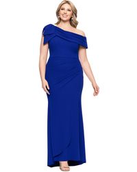 Xscape - Plus Size One-shoulder Bow-detail Evening Gown - Lyst