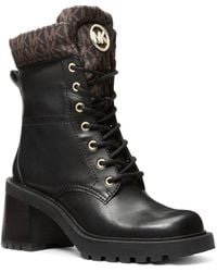 Michael Kors - Cade Leather And Signature Logo Combat Boot - Lyst