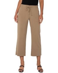 Liverpool Los Angeles - Petite Cropped Pull-on Wide-leg Pants - Lyst