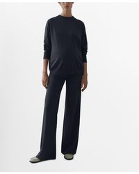 Mango - Cotton-linen Round Neck Knitted Sweater - Lyst
