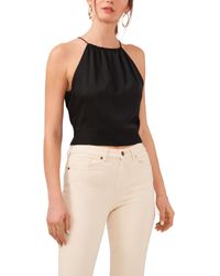 1.STATE - Sleeveless Tie Back Gathered Neck Halter Top - Lyst