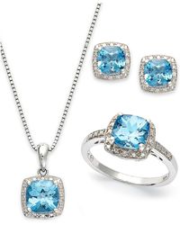 Macy's - Sterling Silver Jewelry Set, Blue Topaz (5-7/8 Ct. T.w.) And Diamond Accent Necklace, Earrings And Ring Set - Lyst