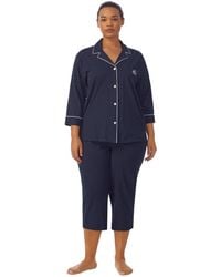 Ralph Lauren - Plus Size Button-front Top And Pants Pajama Set - Lyst