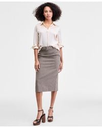 French Connection - Houndstooth Belted Midi Skirt - Lyst