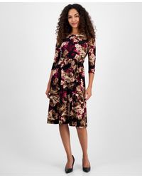 Kasper - Floral-print Keyhole Fit & Flare Dress - Lyst