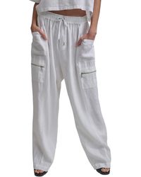 DKNY - Pull-on Mid-rise Linen Cargo Pants - Lyst