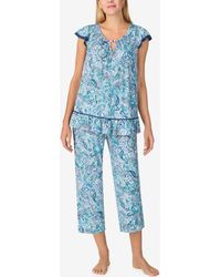Ellen Tracy - Short Sleeve Crop Pajama Set - Lyst