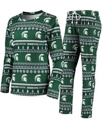 Concepts Sport - 2-piece Green Michigan State Spartans Holiday Long Sleeve Top And Pants Sleep Set - Lyst