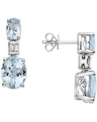 Effy - Effy® Aquamarine (4-1/5 Ct. T.w.) & Diamond (1/20 Ct. T.w.) Drop Earrings In 14k White Gold - Lyst