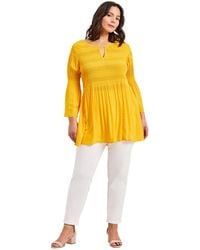 Avenue - Plus Size Keyhole Bell Sleeve Tunic - Lyst