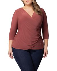 Kiyonna - Plus Size Femme Fatale Faux Wrap Top - Lyst