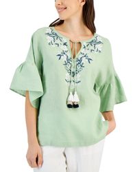 Charter Club - 100% Linen Embroidered Peasant Top - Lyst