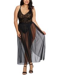 Dreamgirl - Plus Size Mosaic Lace Teddy & Sheer Skirt 2pc Lingerie Set - Lyst