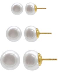 Adornia - 14k Gold Plated Freshwater Pearl Stud Earrings Set - Lyst