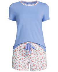 Lands' End - Knit Pajama Short Set Short Sleeve T-shirt And Shorts - Lyst