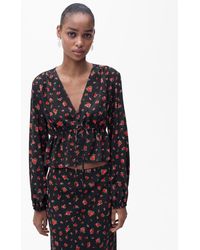 Mango - Ruffled Floral Blouse - Lyst
