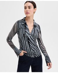 INC International Concepts - Printed Johnny-collar Top - Lyst
