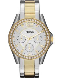 Fossil - Riley Two Tone Stainless Steel Bracelet Watch 38mm - Lyst